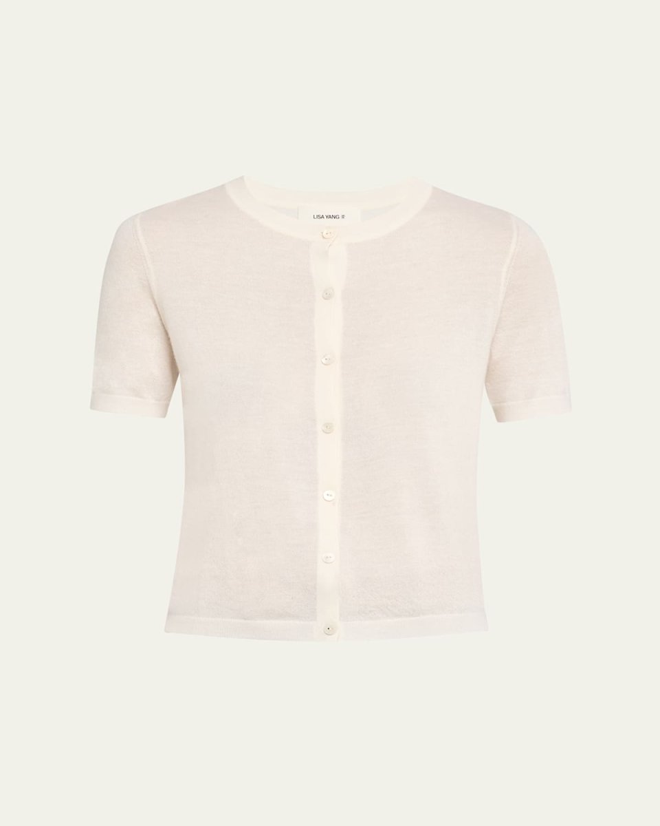Charlotte Short-Sleeve Cashmere Cardigan